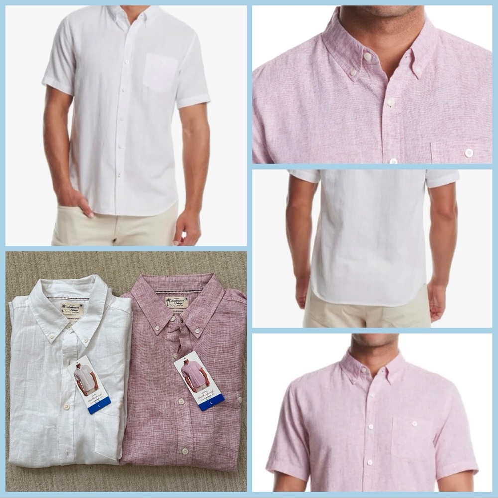 TWO NEW Washable Linen Vintage Look Casual Shirts